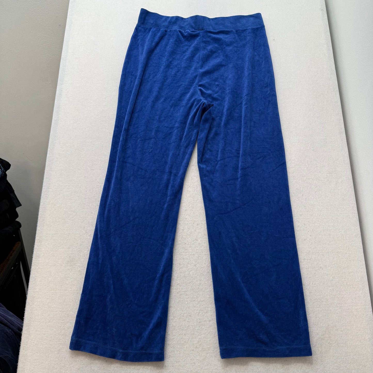 Juicy Couture Women's Royal Blue Velour Straight Wide Leg Track Pant Y2K Size XL
