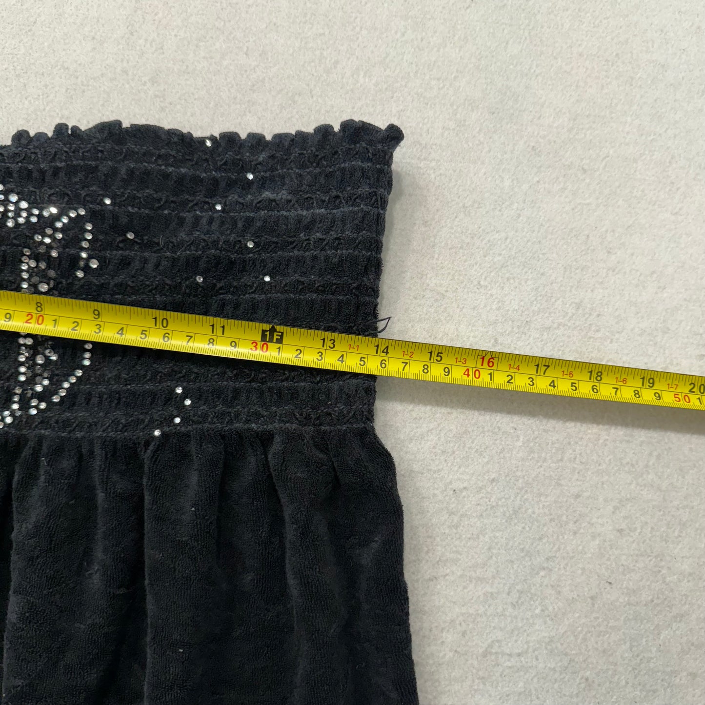 RARE Juicy Couture Juicy Prep Women Black Terry Cloth Smocked Tube Dress Size XL