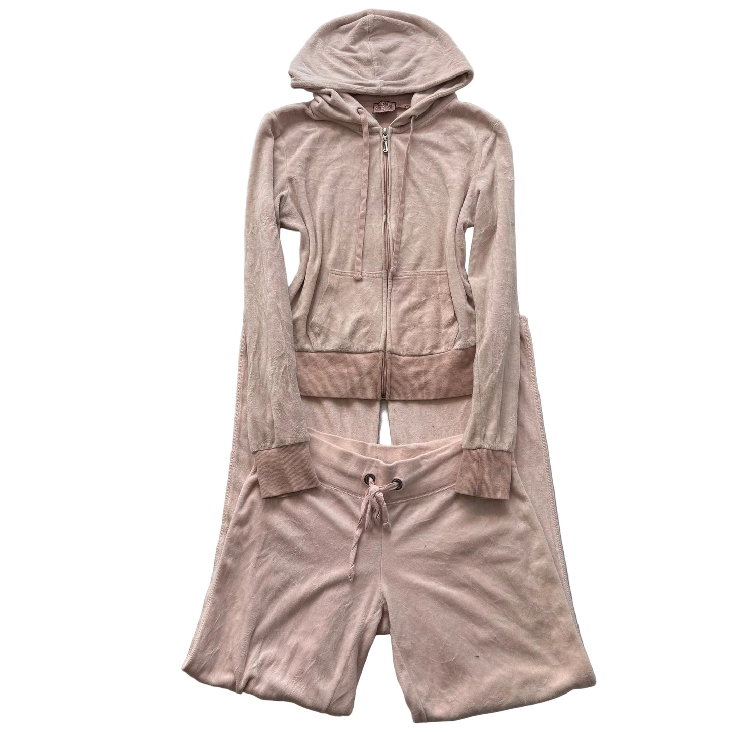 Juicy Couture Womens Dusty Rose Tracksuit Set Zip Up Hoodie & Flared Pant Size S