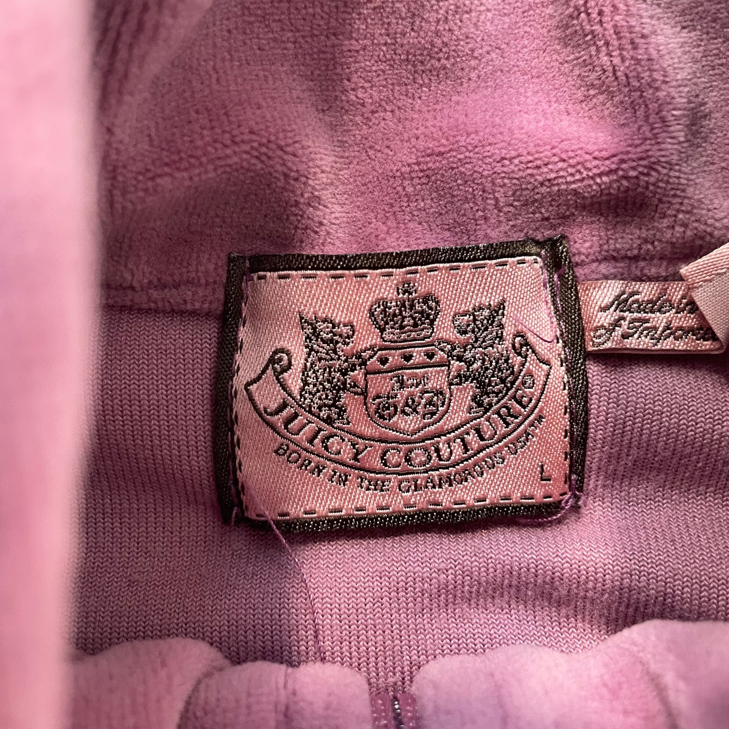 Vintage Juicy Couture Women's Dusty Rose Velour Zip Up Track Jacket Y2K Size L