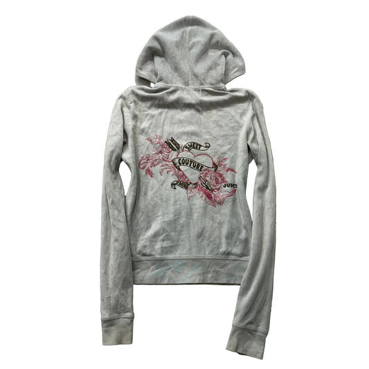 2003 Vintage Juicy Couture Sweet Coutute O’mine Womens Gray Velour Hoodie Size S