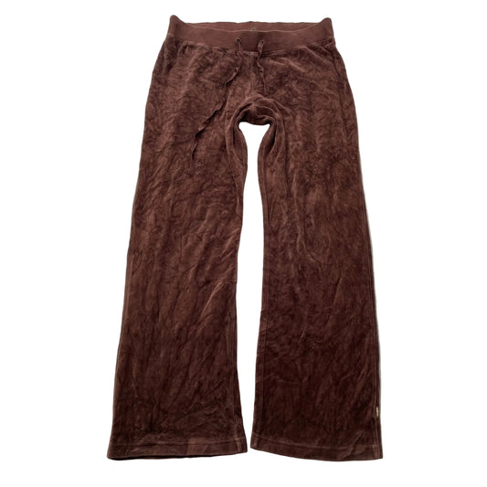 Juicy Couture Women's Dark Brown Velour Flared Leg Track Pants Drawstring Size M