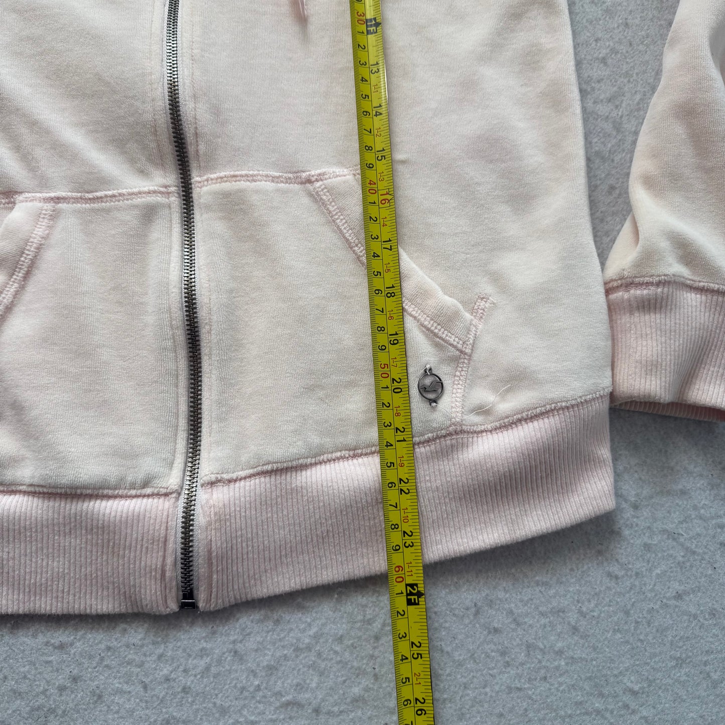 Hollister California Women's Baby Pink Velour Full Zip Hoodie Loungewear Size L