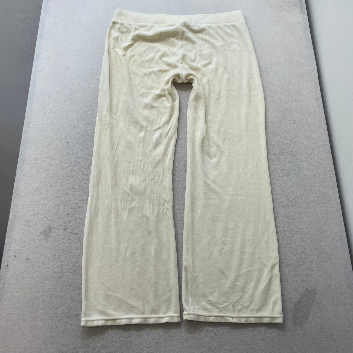 Vintage Juicy Couture Women's Cream Velour Tracksuit Sets Hoodie & Pant Size L