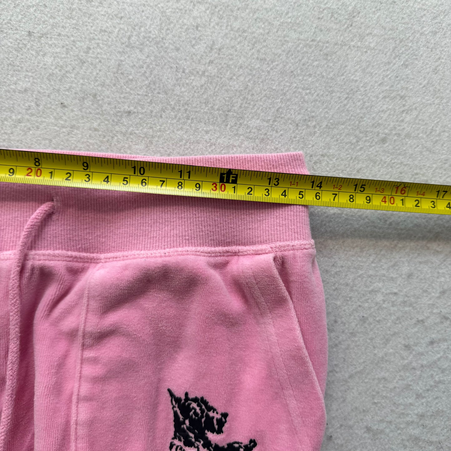 Juicy Couture Women's Pink Velour Flared Leg Track Pants Pockets Dog Logo Size M