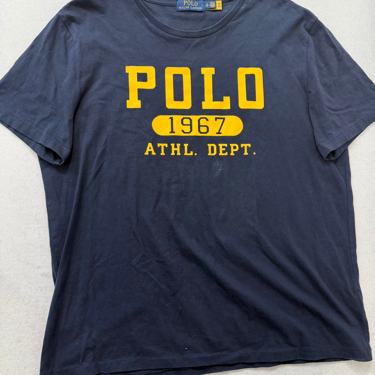 Polo Ralph Lauren Navy Graphic T-Shirt POLO 1967 Athletic Dept Size XL