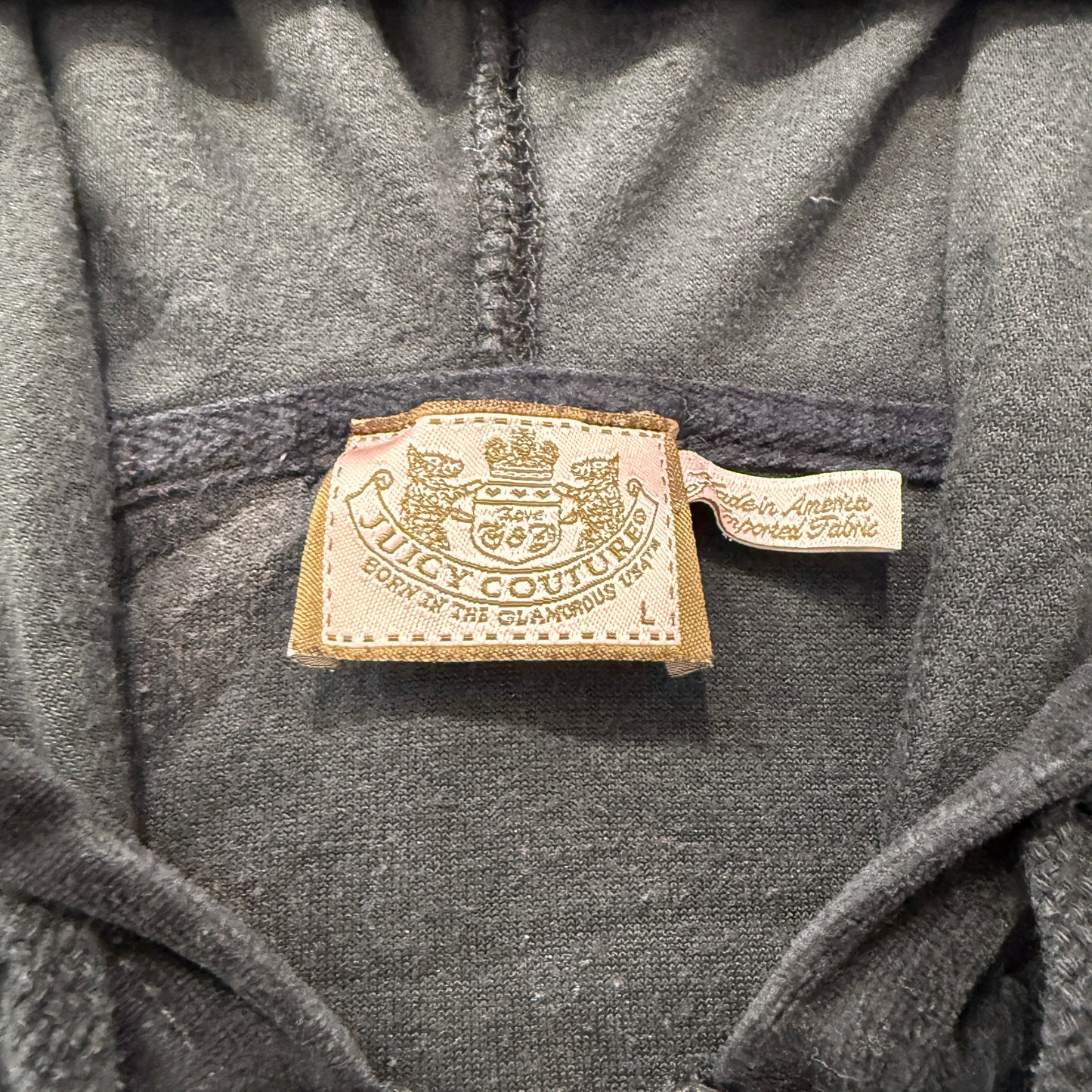 Vintage Juicy Couture Women's Black Velour Tracksuit Set Hoodie & Pants Size L