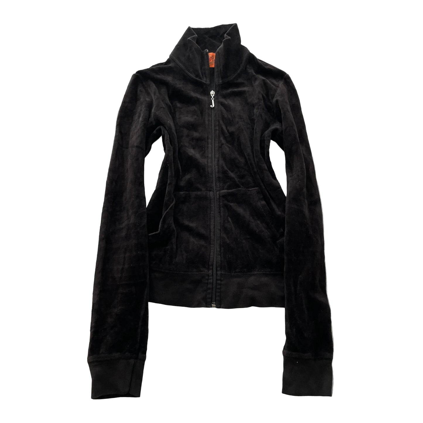 2003 Vintage Juicy Couture Women's Black Velour Zip-Up Track Jacket Y2k Size S