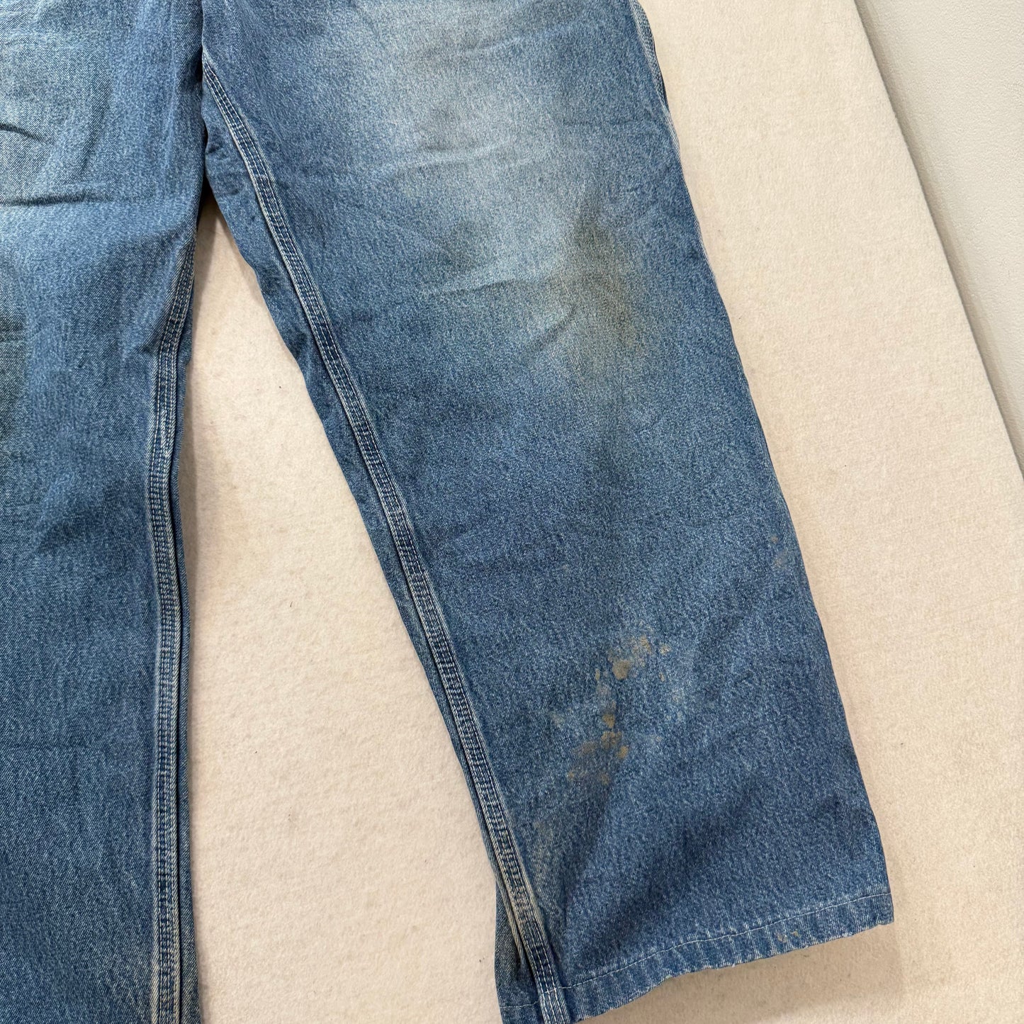 Carhartt Men's Medium Blue Denim Carpenter Jeans Tool Pockets Workwear Waist 38
