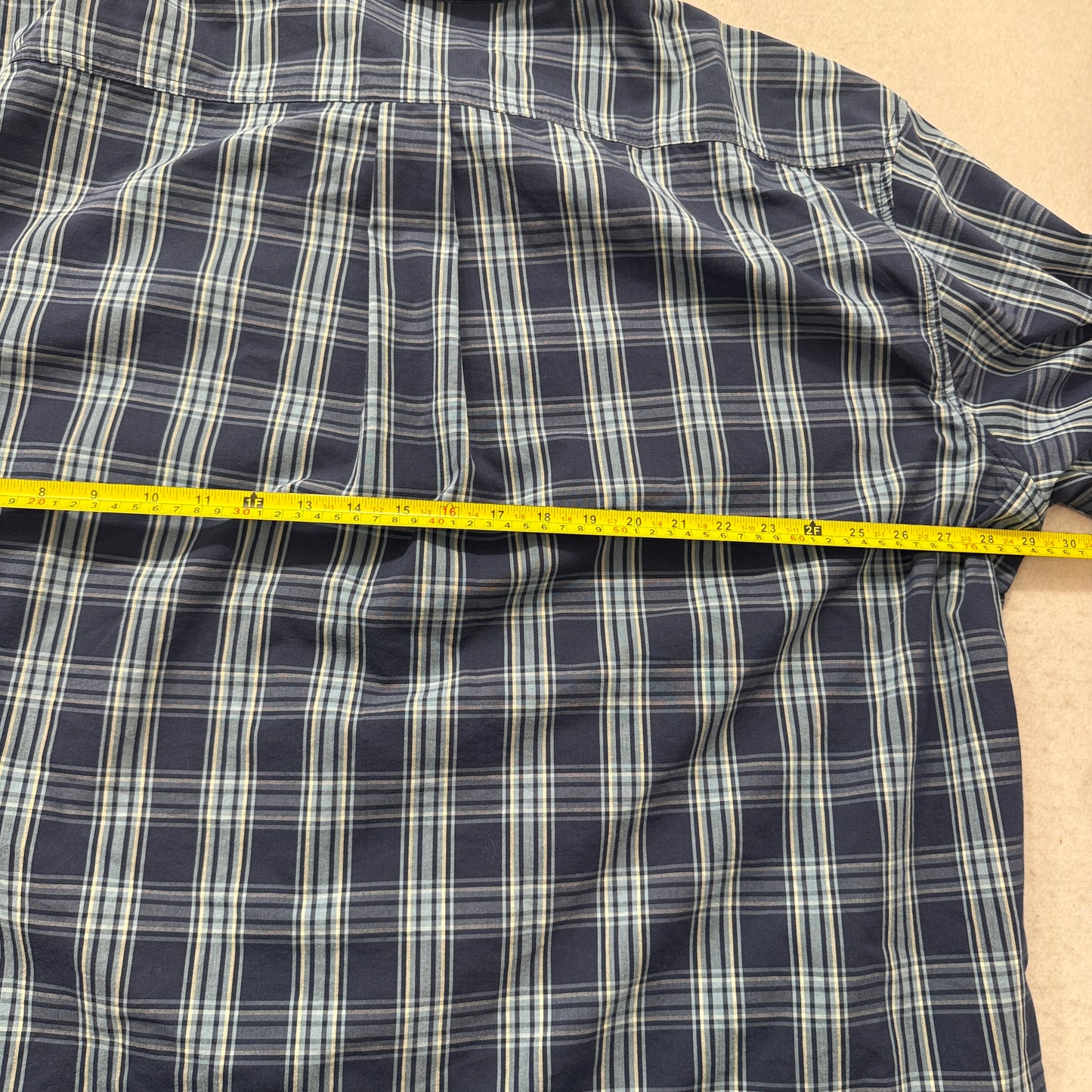 Dickies Men's Blue Plaid Button-Up Shirt Short Sleeves Relaxed Fit Size 4XL