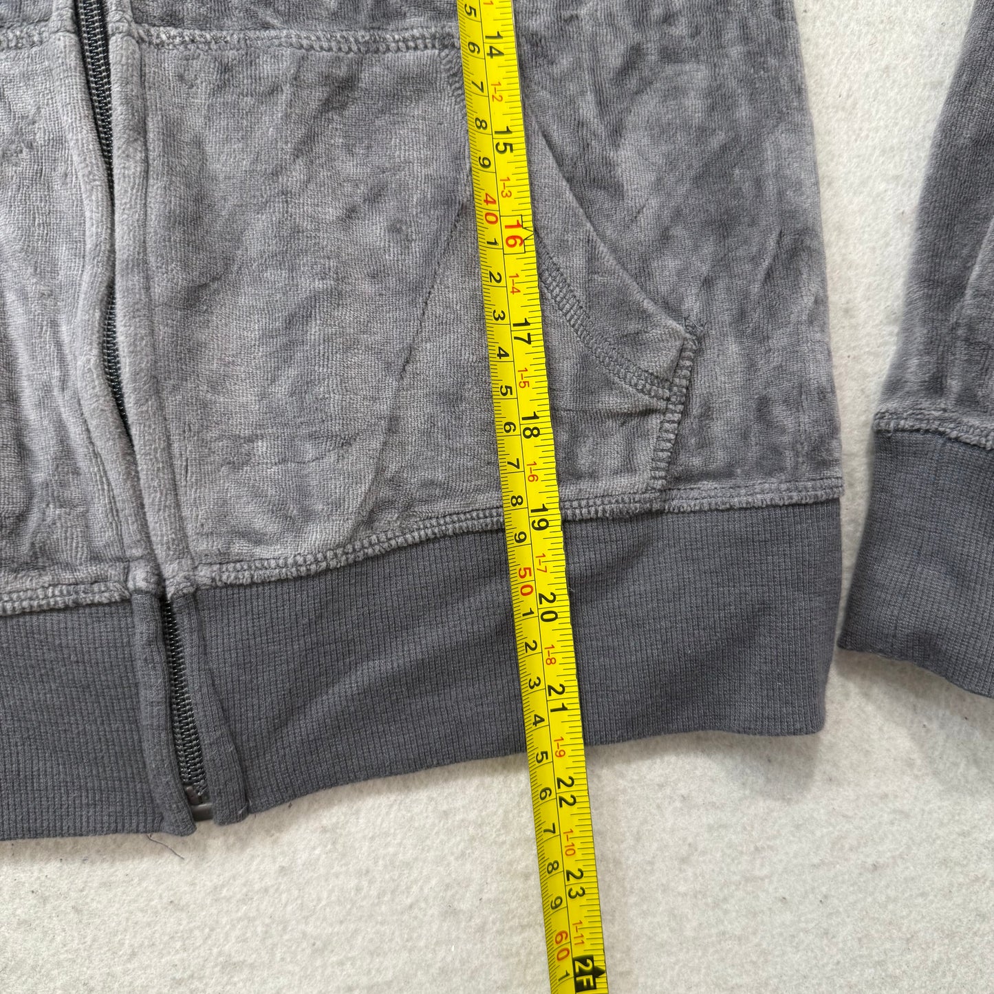 Vintage Juicy Couture Womens Gunmetal Velour Zip Up Hoodie Loungewear Y2K Size L