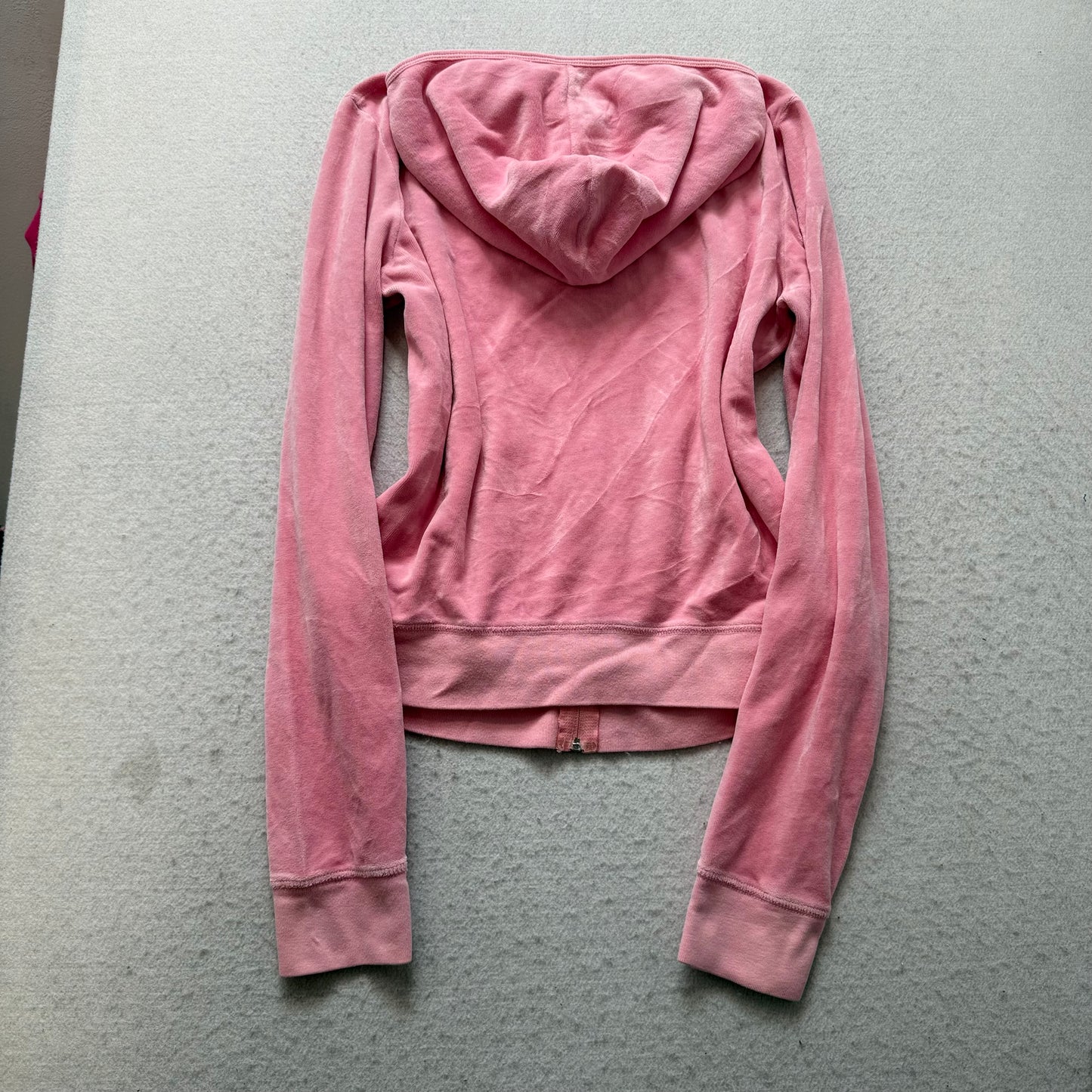 2003 Vintage Juicy Couture Women's Dusty Pink Velour Zip-Up Hoodie Y2K Size XL