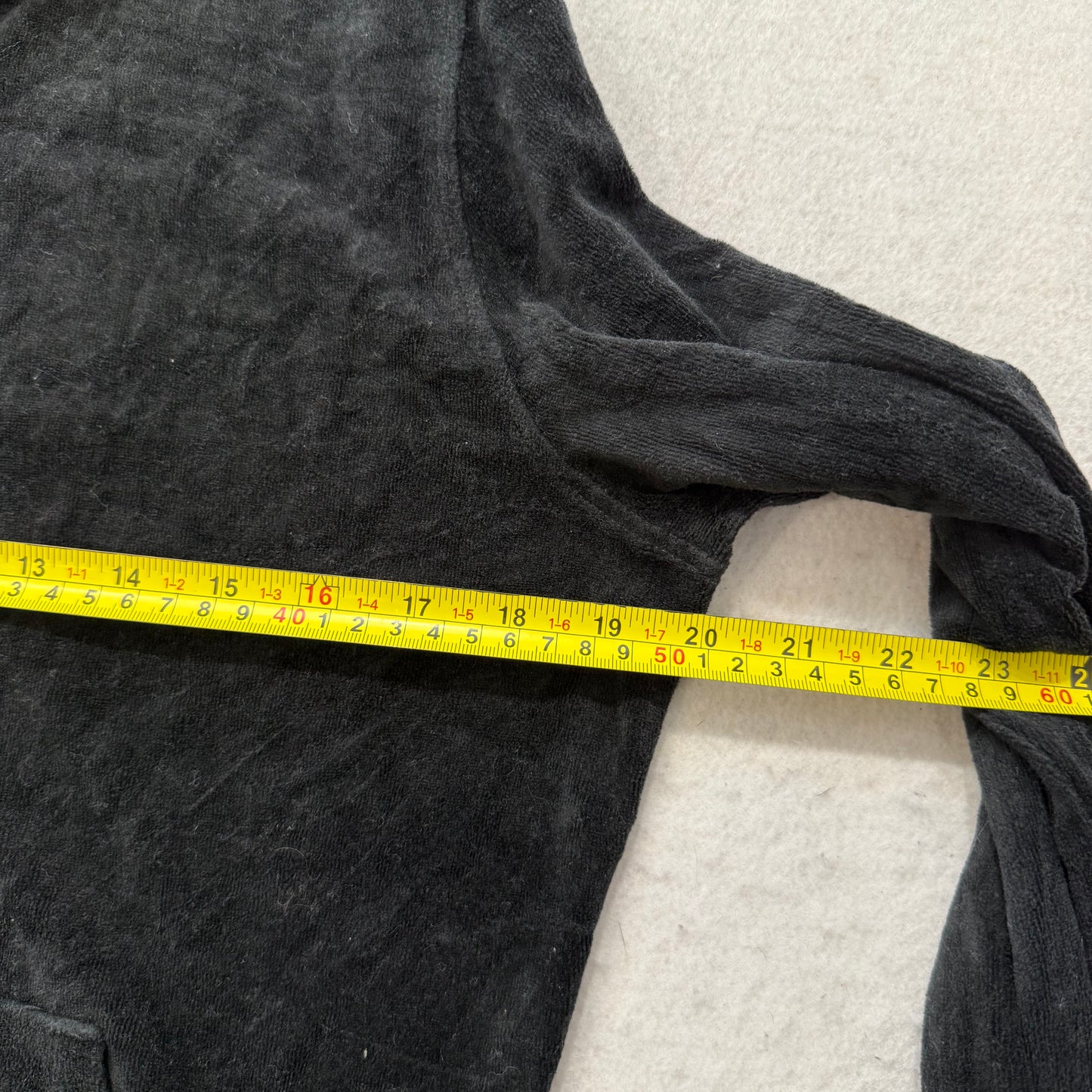 Vintage Juicy Couture Women's Black Velour Zip-Up Hoodie Slash Pockets Size S