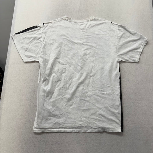 VTG Men's Black White Cotton T-Shirt Skull All-Over Print Graphic Tee Y2K Size L