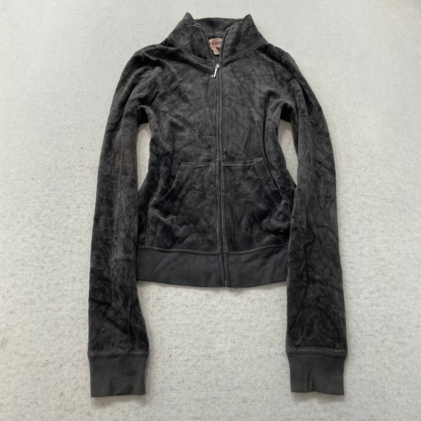 Juicy Couture Women's Charcoal Gray Track Jacket Chandelier Rhinestone Size XS