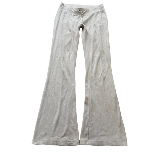 Vintage Juicy Couture Women White Terrycloth Flared Track Pant Drawstring Size S