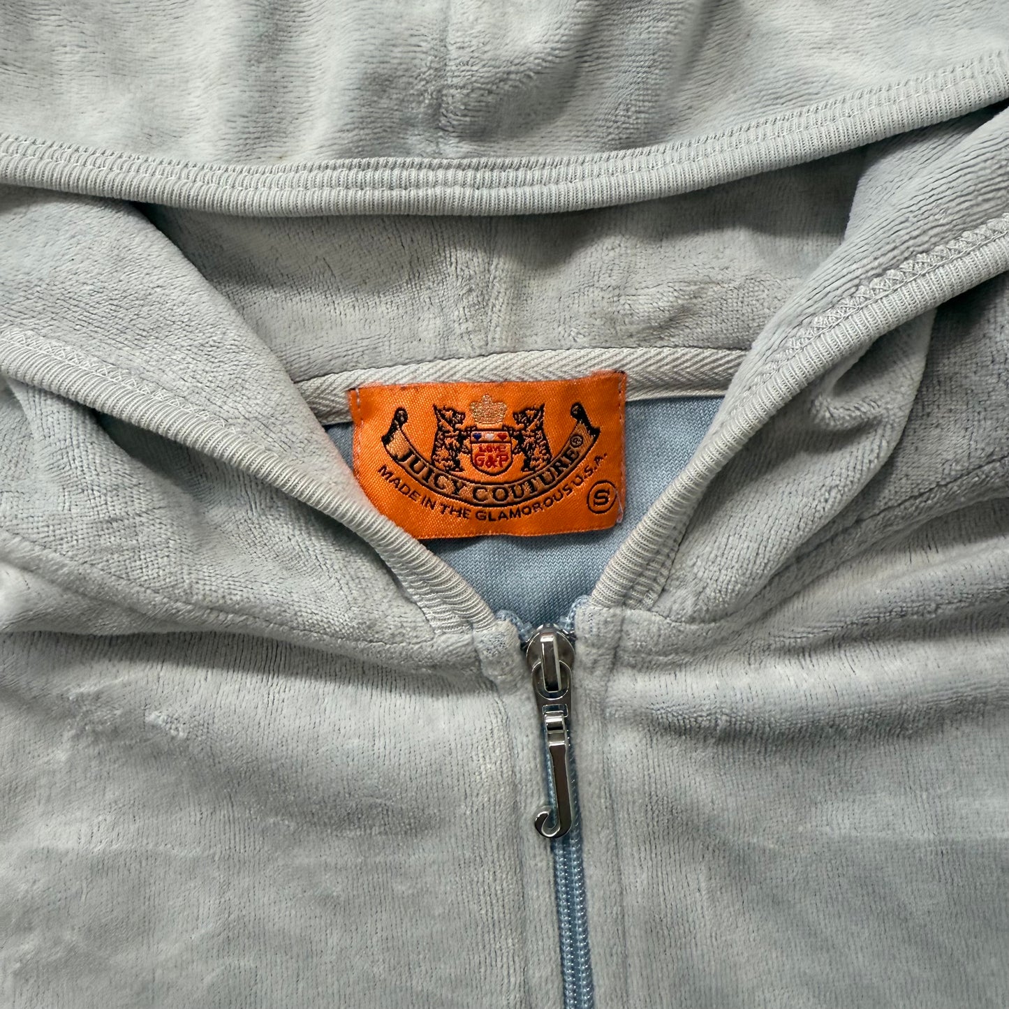 2003 Vintage Juicy Couture Sweet Coutute O’mine Womens Gray Velour Hoodie Size S