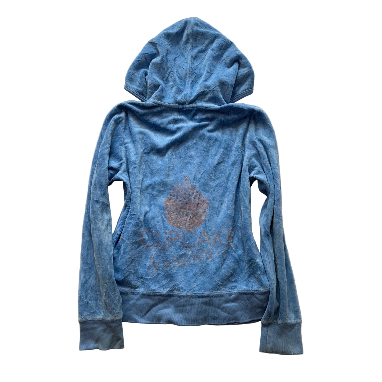 Juicy Couture “Cupcake Couture” Womens Cornflower Blue Zip Up Hoodie Logo Size S