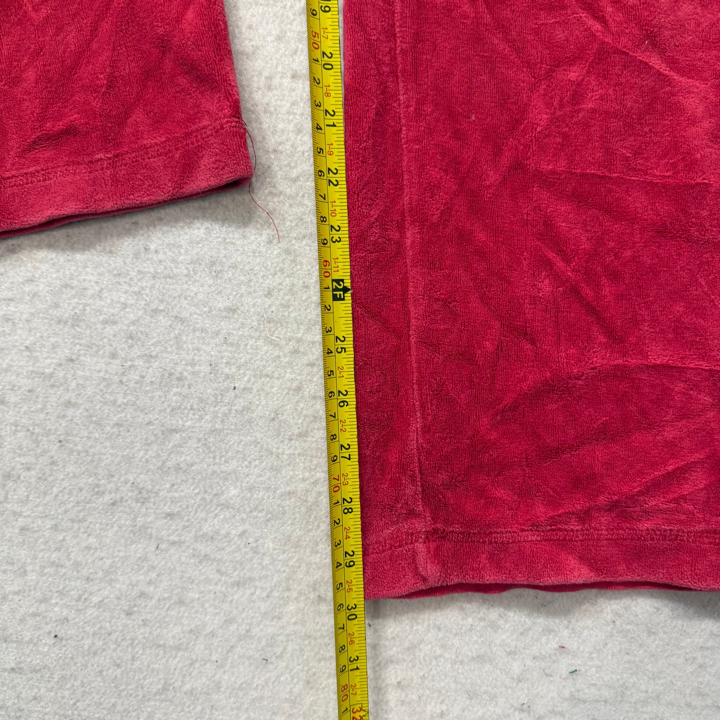 Vintage Juicy Couture Women's Red Velour Flared Track Pant Drawstring Y2k Size L