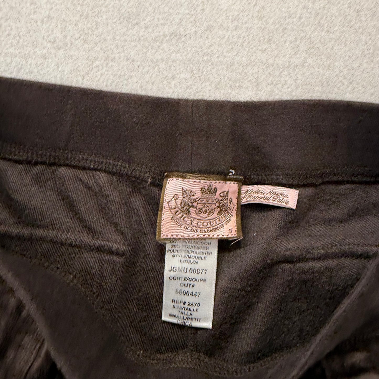 Juicy Couture Black Velour Flared Track Pants Back Pockets Drawstring Size S
