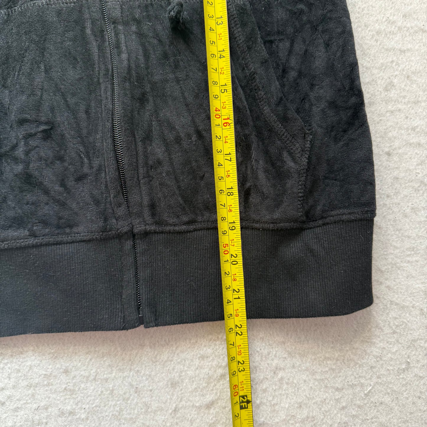 Vintage Juicy Couture Scottie Dogs Women's Black Velour Zip-Up Hoodie Logo Size S