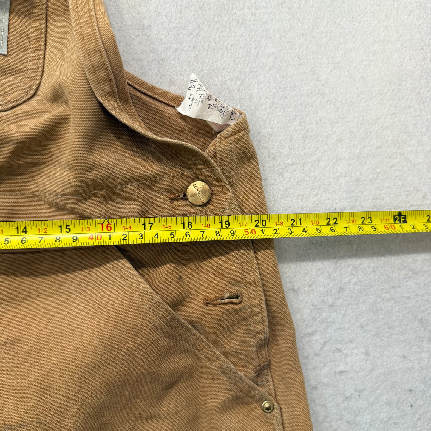 Carhartt Men's Duck Brown Cotton Relaxed Fit Bib Overalls Pockets Logo Size 40