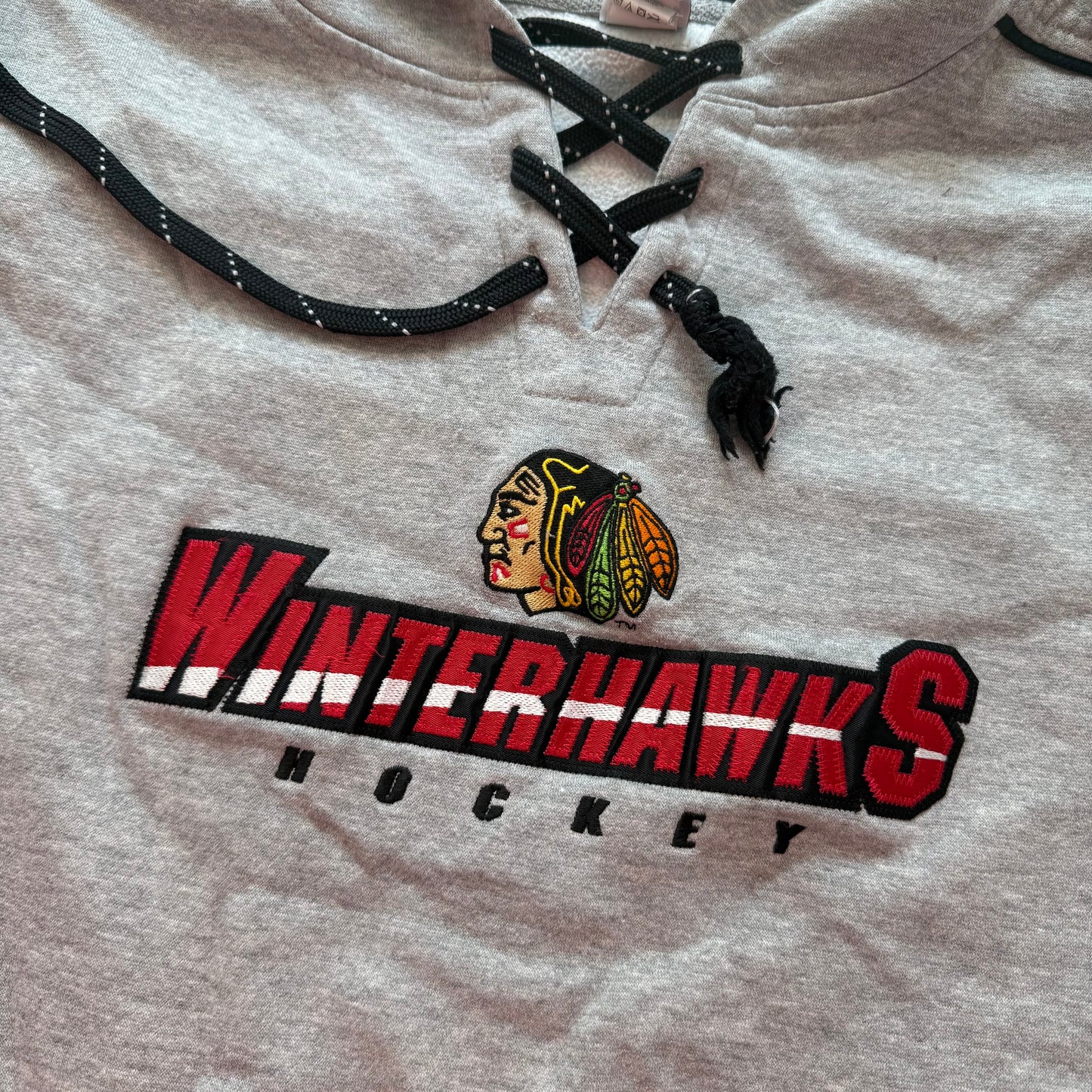 CI Sport Portland Winterhawks Hockey Men's Gray Fleece Pullover Hoodie Size XL