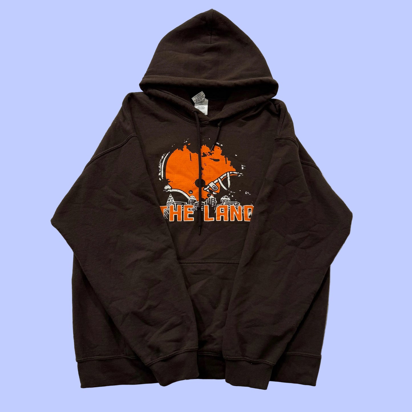 Gildan Heavy Blend Men's Brown Pull Over Hoodie Drawstring Graphic Y2k Size L