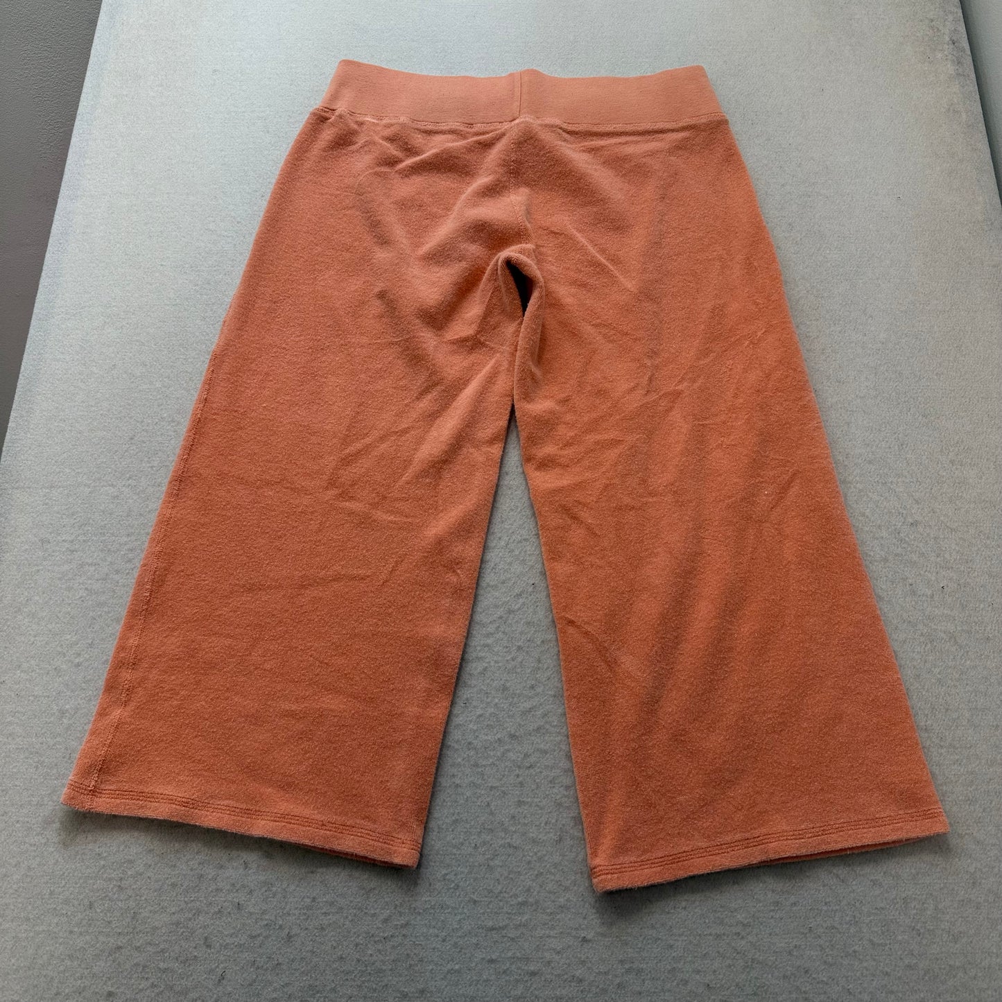 Vintage Bebe Women's Coral Terry Cloth Wide Leg Cropped Capri Pant Logo Size L