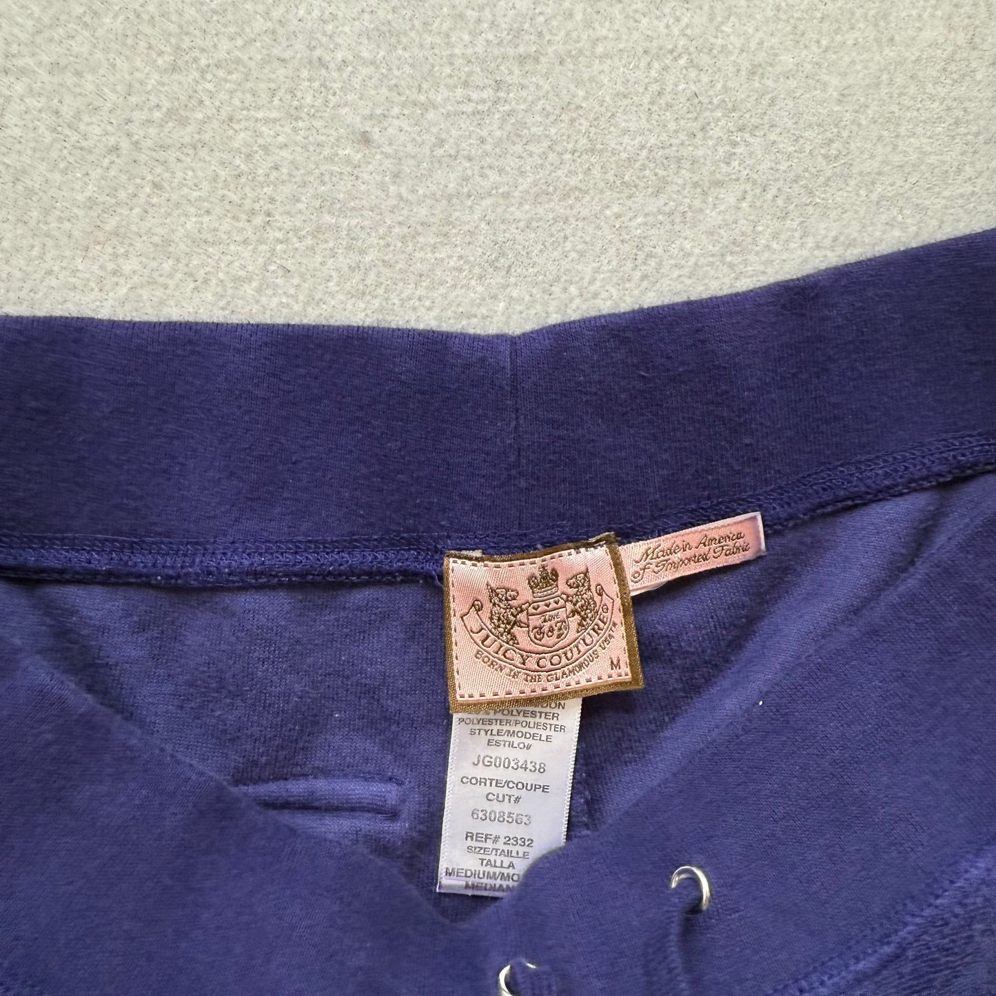 Juicy Couture Women's Navy Blue Terry Cloth Flared Leg Track Pant Pockets Size M