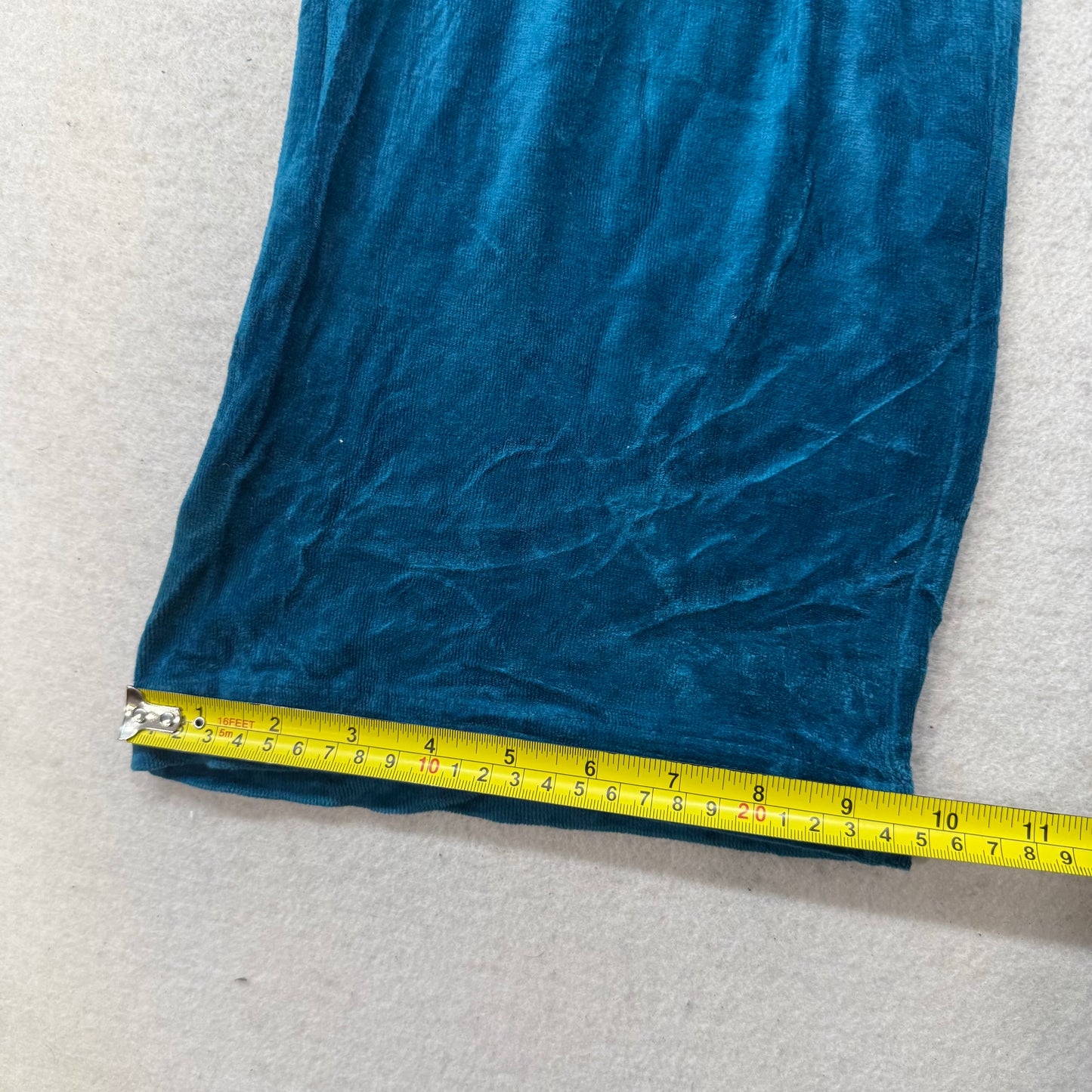 Vintage Juicy Couture Women Dark Teal Velour Flared Track Pant Loungewear Size L
