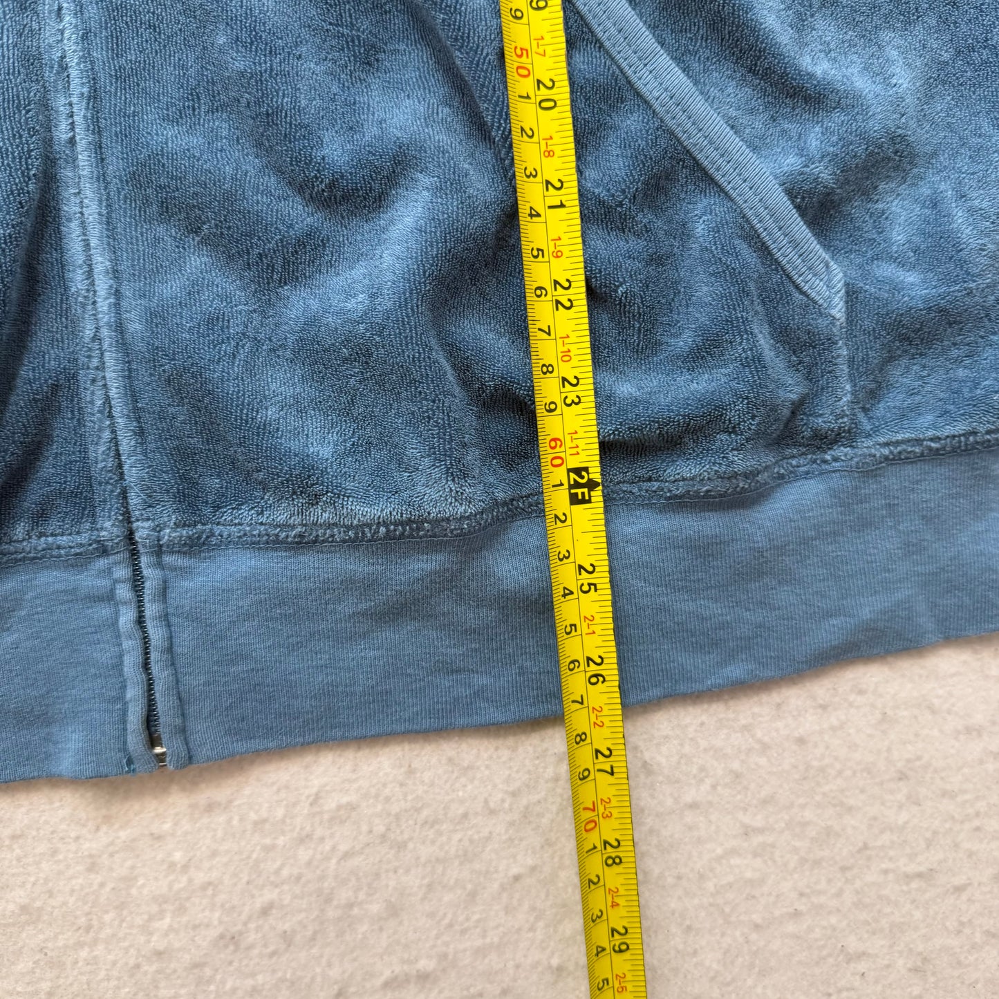 Juicy Couture Women's Teal Blue Terry Cloth Zip-Up Hoodie Casual Pockets Size 3x