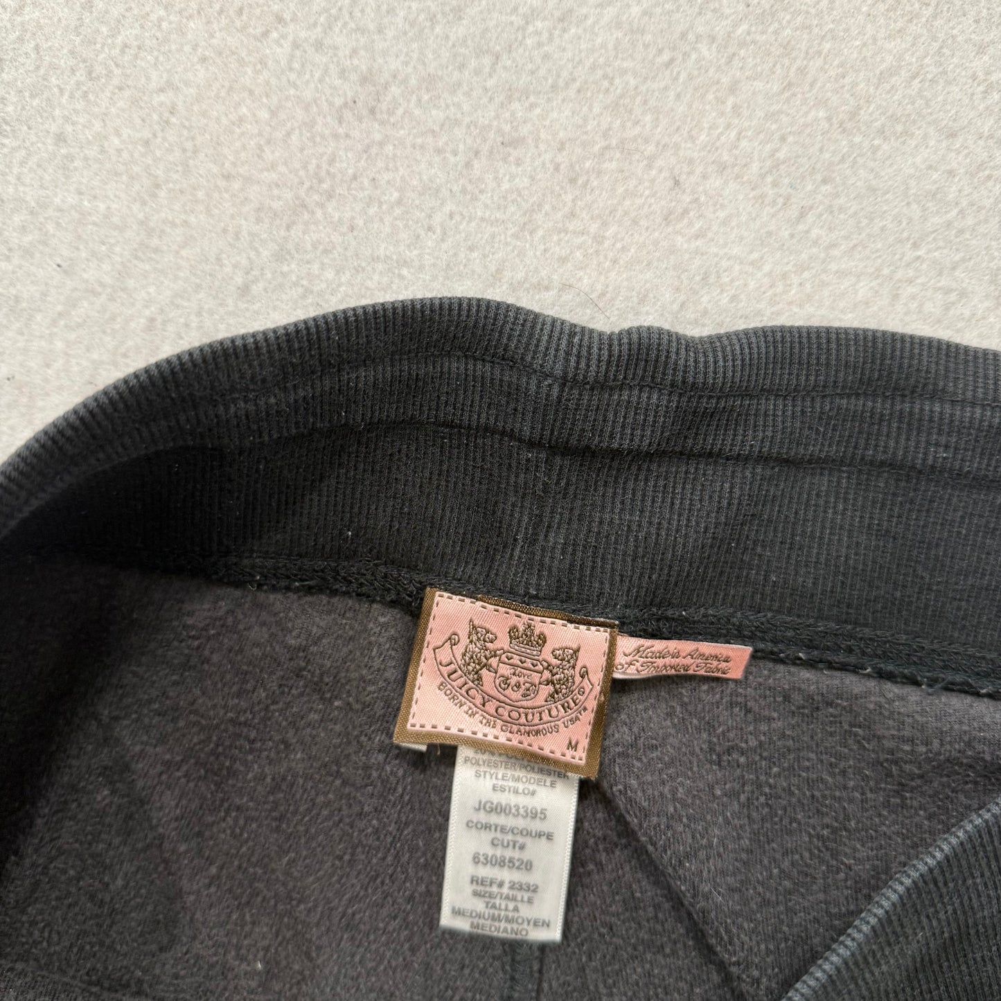 Juicy Couture Black Velour Tracksuit Set Zip Up Jacket & Flared Pants Y2k Size M