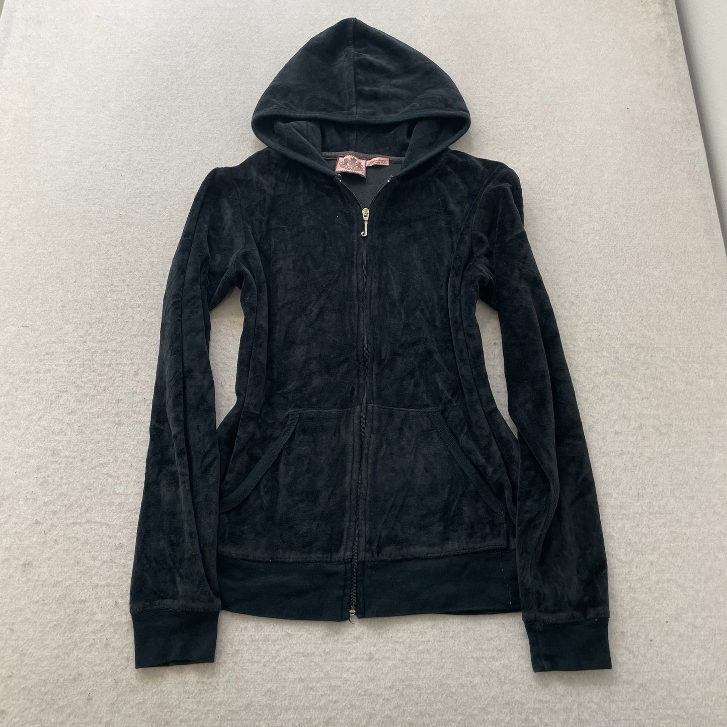 Vintage Juicy Couture Scottie Dogs Women's Navy Blue Velour Zip-Up Hoodie Size L