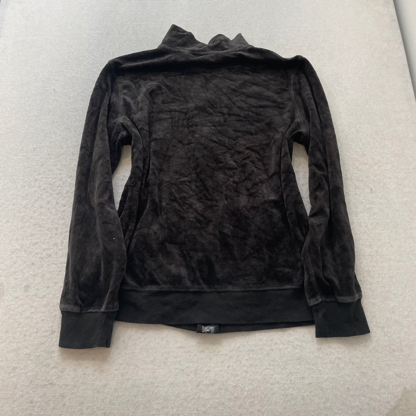 Juicy Couture Women's Dark Brown Velour Zip-Up Track Jacket Classic Y2k Size XL