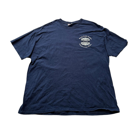 Vintage Hanes Beefy-T Men's Cotton Navy Blue Short Sleeve T-Shirt Crewneck - 2Xl