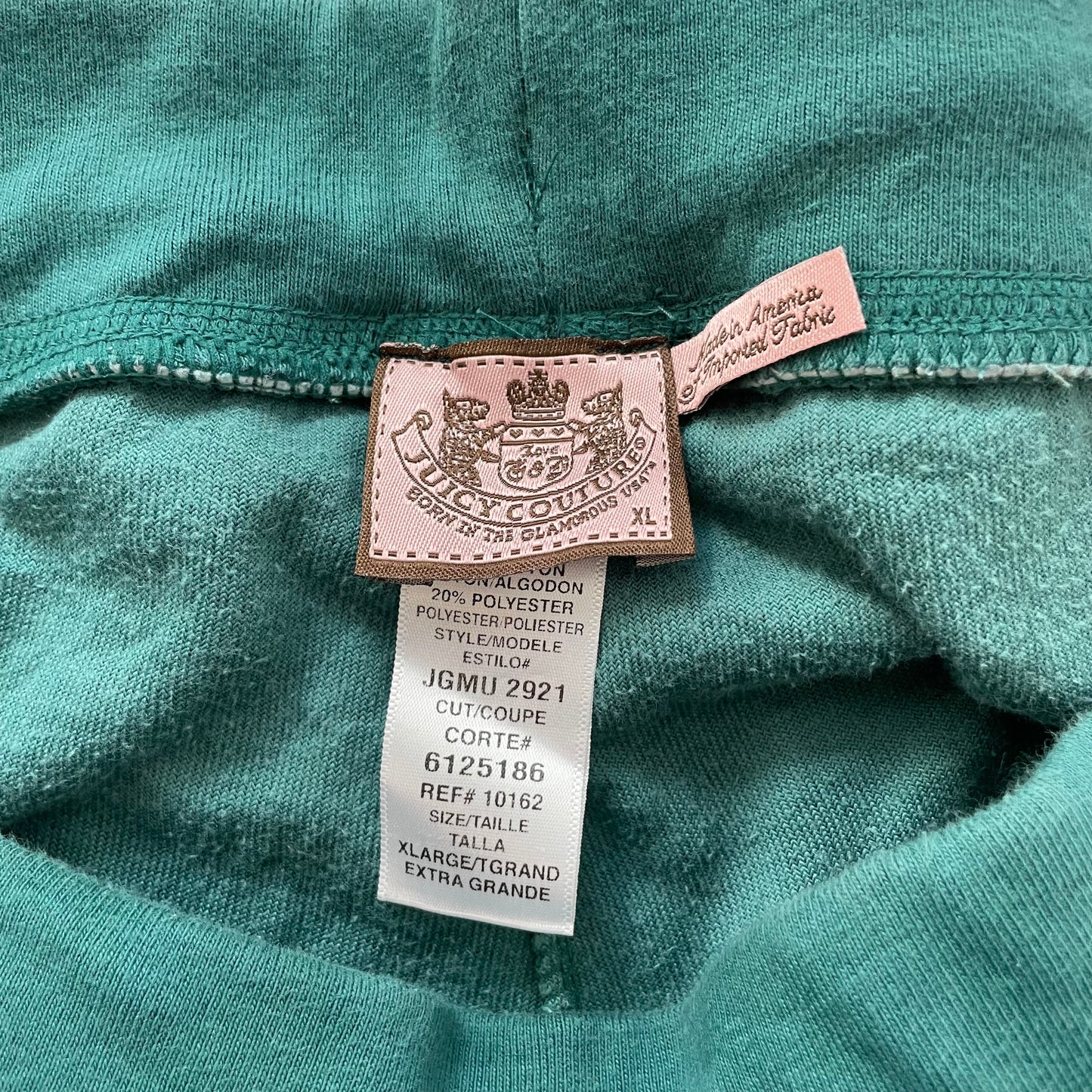 Juicy Couture Women's Teal Green Velour Flared Leg Track Pant Drawstring Size XL