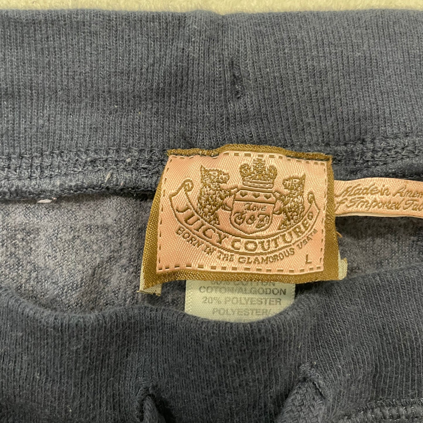 Vintage Juicy Couture Women's Navy Velour Flared Track Pant Drawstring Size L