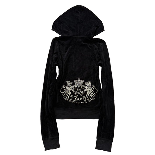 Vintage Juicy Couture “Scottie Dogs” Black Hoodie Embroidered Rhinestones Size S