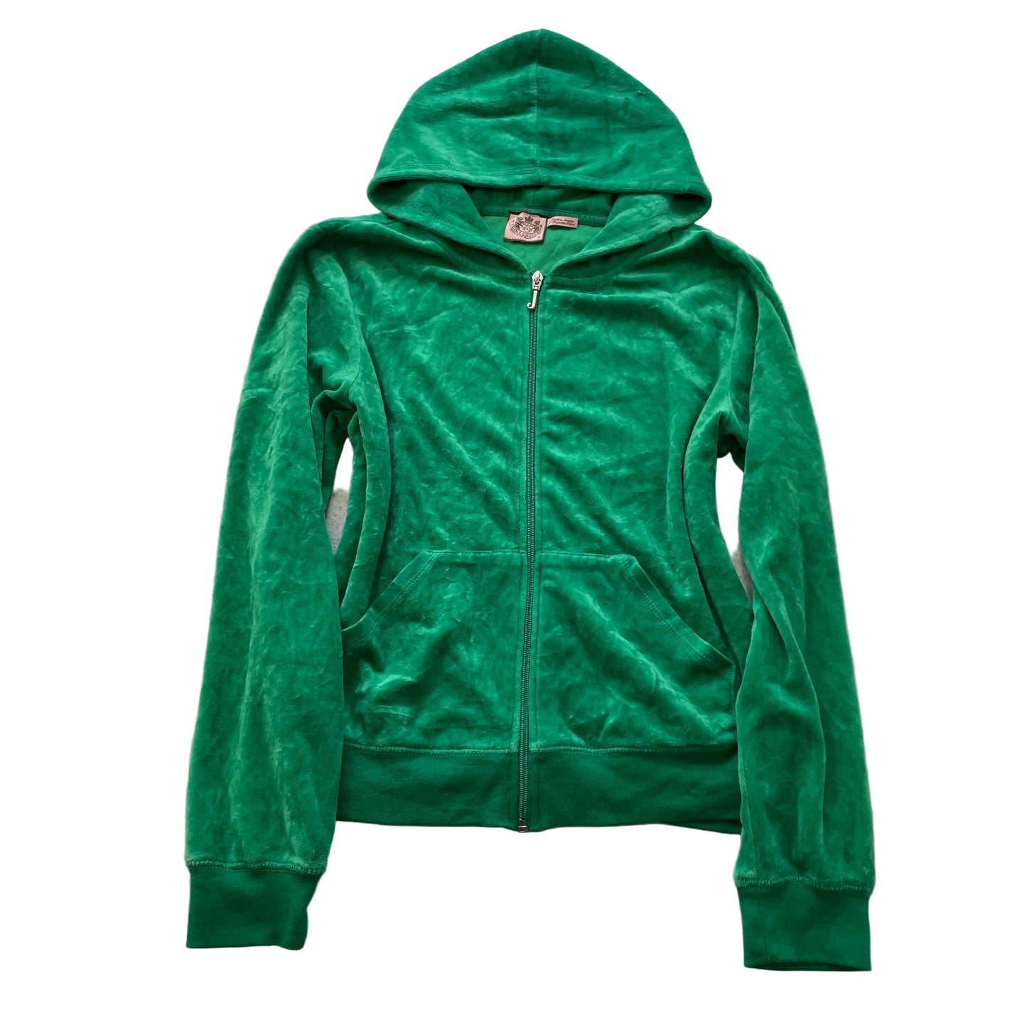 Juicy Couture Women's Green Velour Zip-Up Hoodie Loungewear Pockets Y2k Size XL