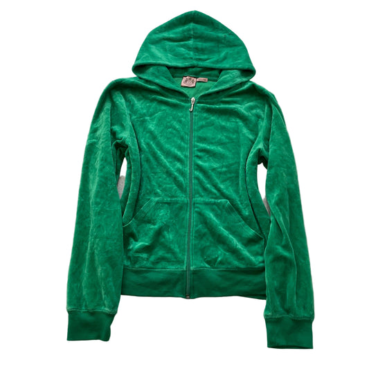 Juicy Couture Women's Green Velour Zip-Up Hoodie Loungewear Pockets Y2k Size XL