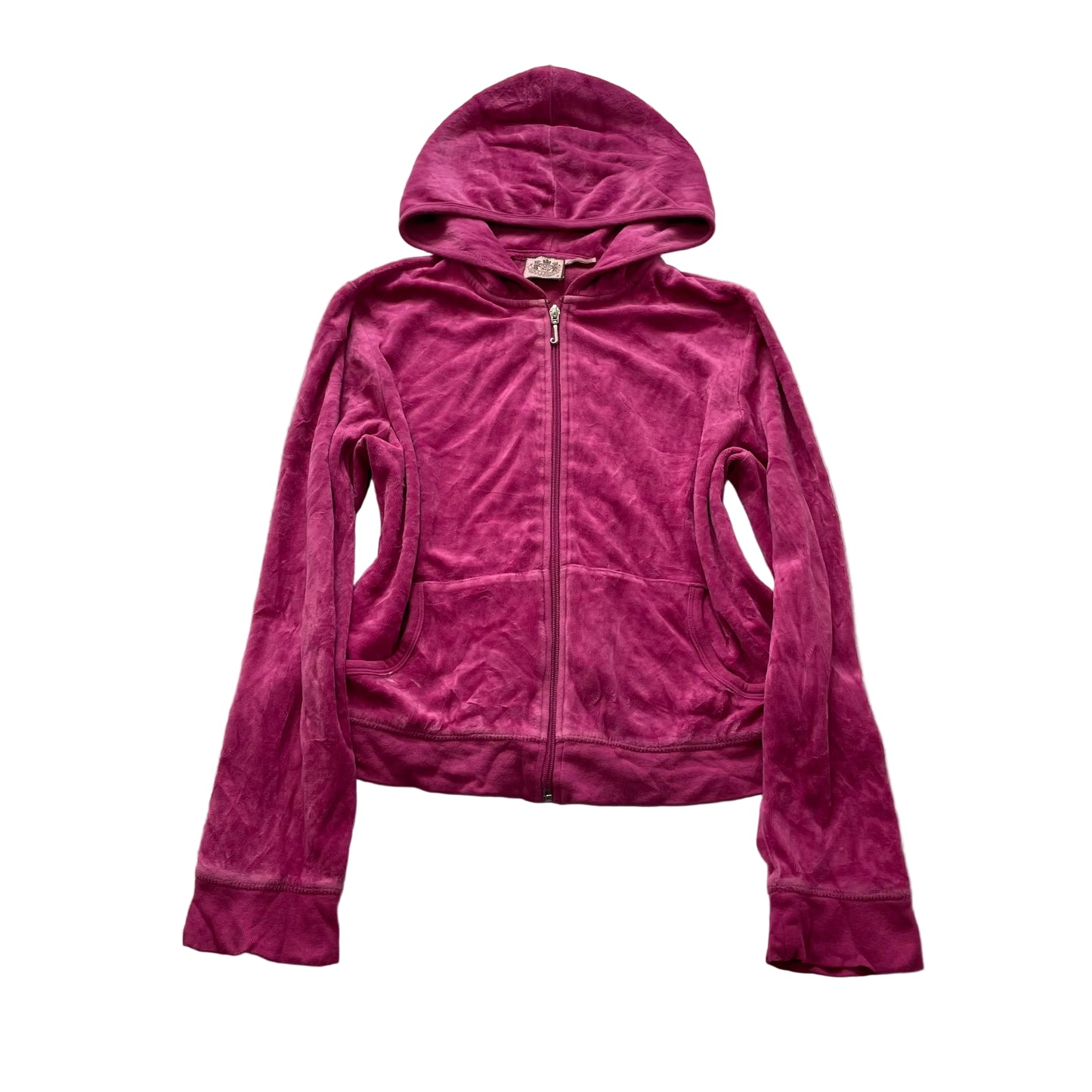 Juicy Couture Women's Vibrant Magenta Velour Full Zip Hoodie Loungewear Size M