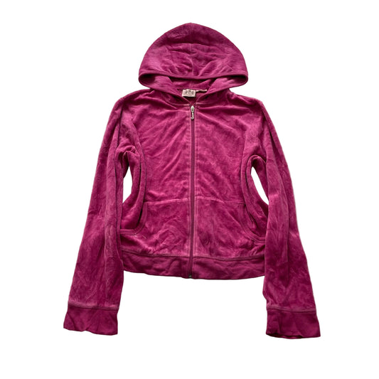 Juicy Couture Women's Vibrant Magenta Velour Full Zip Hoodie Loungewear Size M