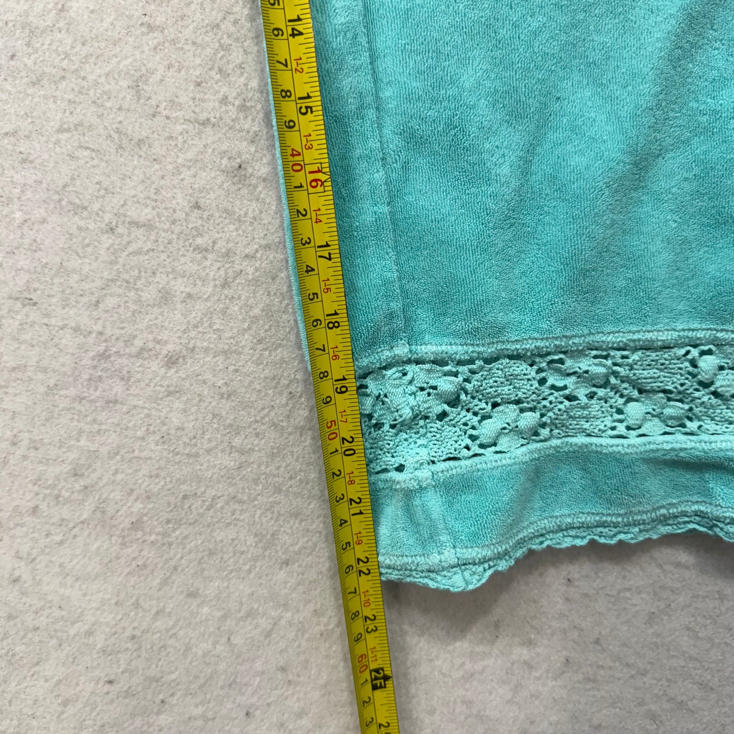 2003 Vintage Juicy Couture Women's Aqua Capri Pant Crochet Lace Trim Y2k Size S