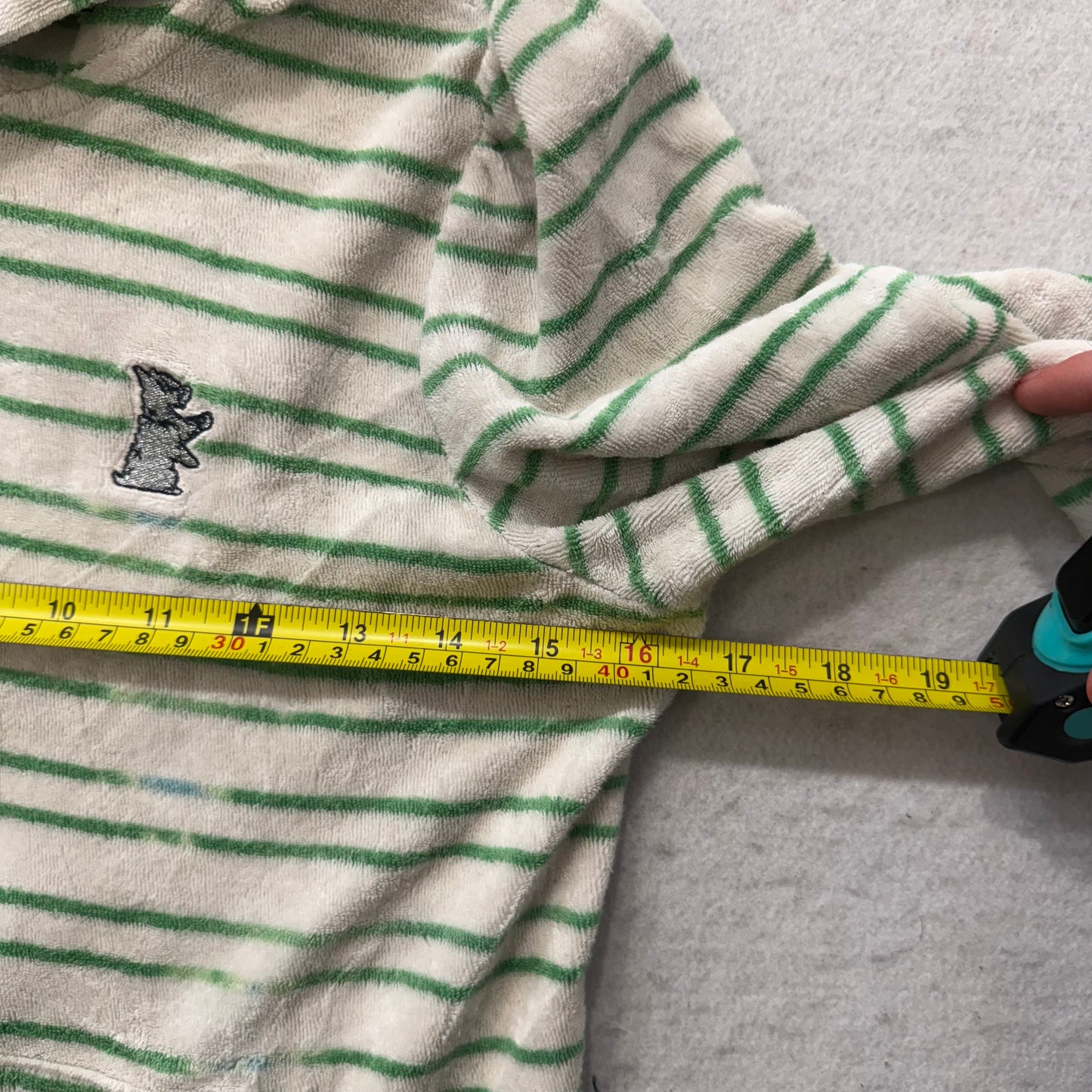 Juicy Couture Women's Cream Green Striped Terrycloth Zip Up Hoodies Logo Size M