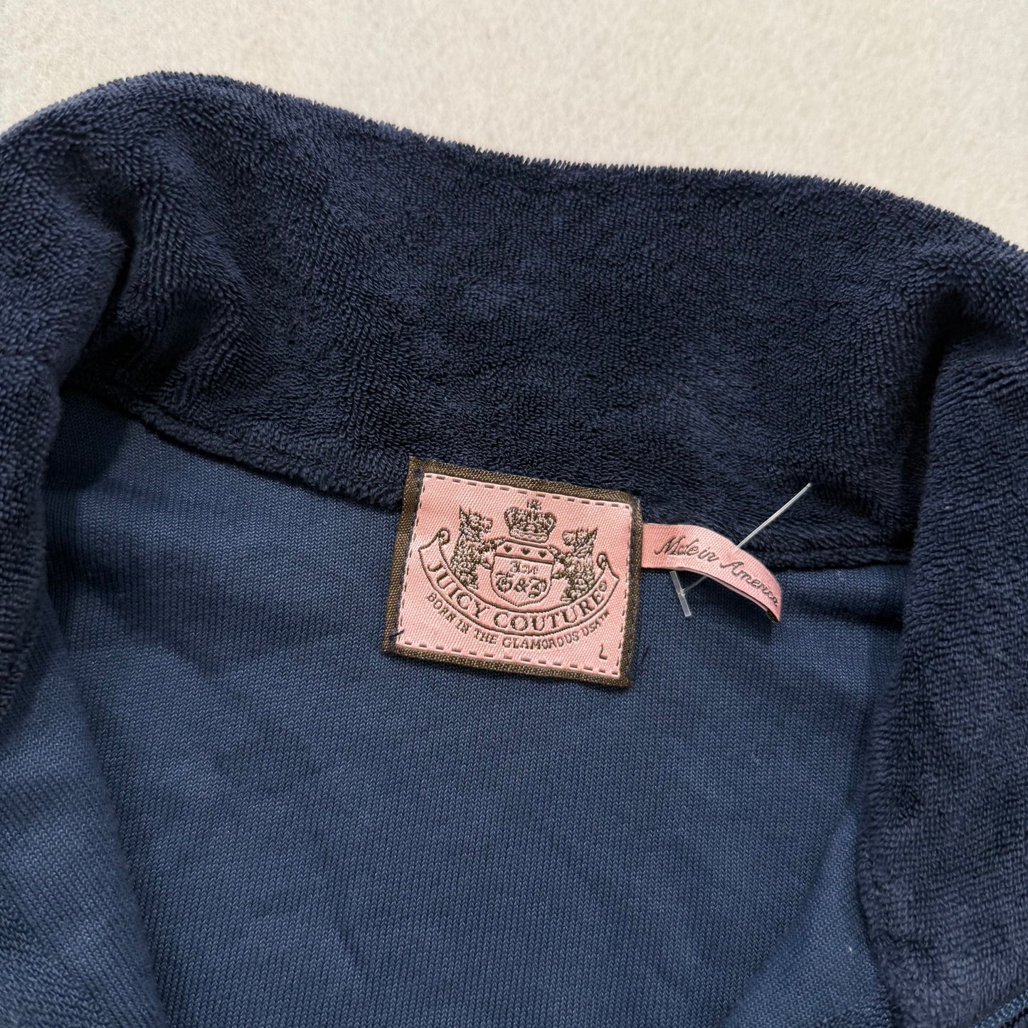 Vintage Juicy Couture navy terry cloth full zip hoodie size L
