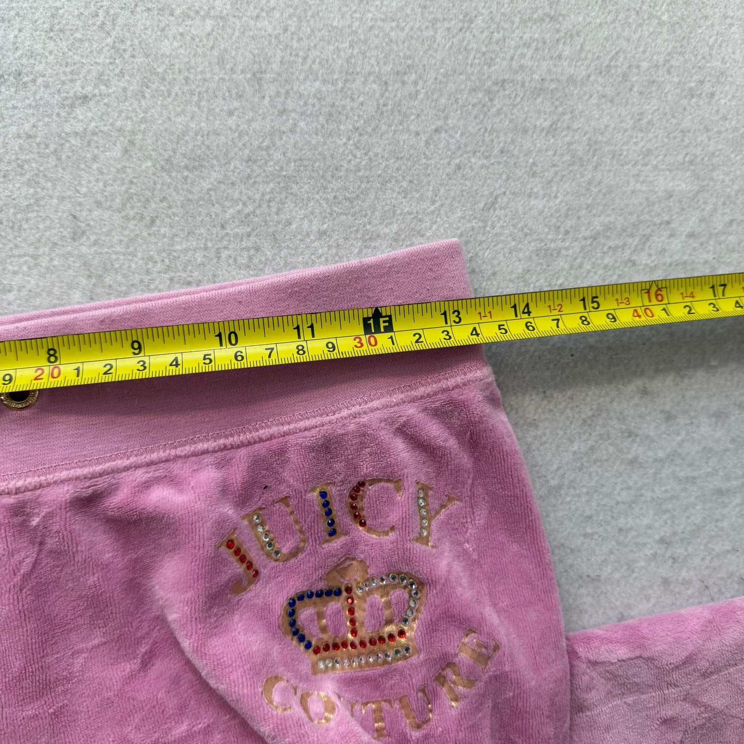 Juicy Couture Women Pastel Pink Velour Flared Track Pant Rhinestone Logo Size XS