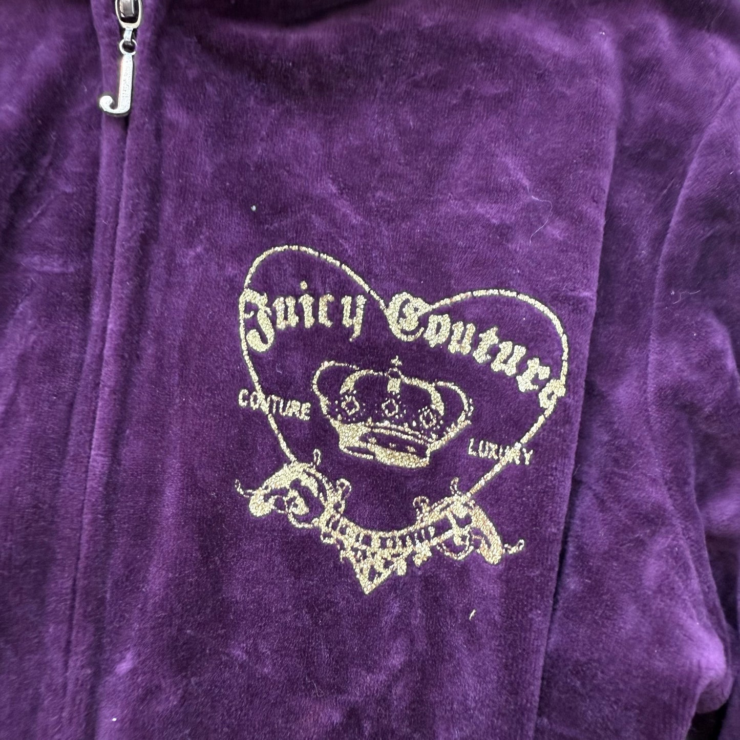 Juicy Couture Women's Deep Purple Zip-Up Hoodie & Pants Tracksuit Set Size L