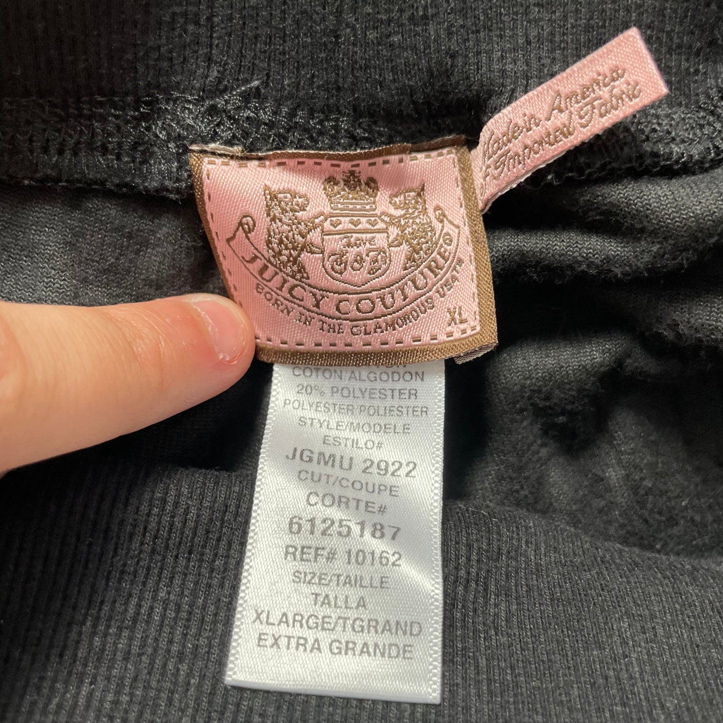 Vintage Juicy Couture Womens Black Velour Tracksuit Set Drawstring Y2k Size L/XL
