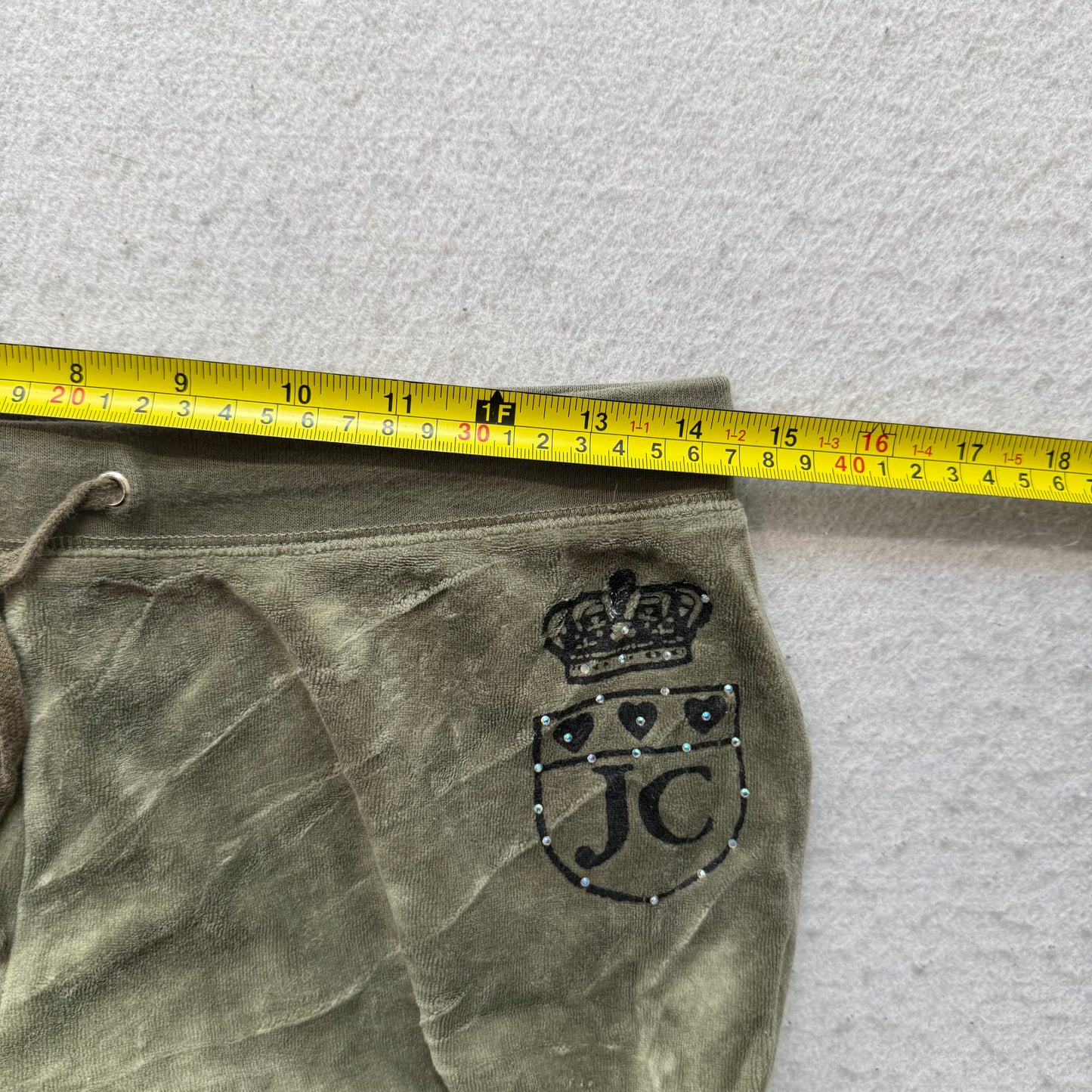 Juicy Couture Womens Light Olive Velour Tracksuit Set Hoodie & Pant Y2k Size L/M